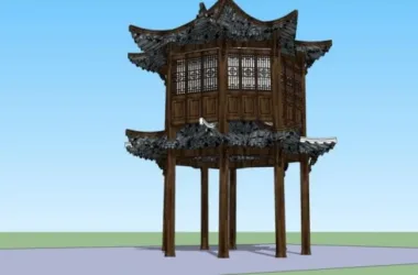 Chinese-Style Pavilion Sketch Model in SketchUp-BIM WORLD