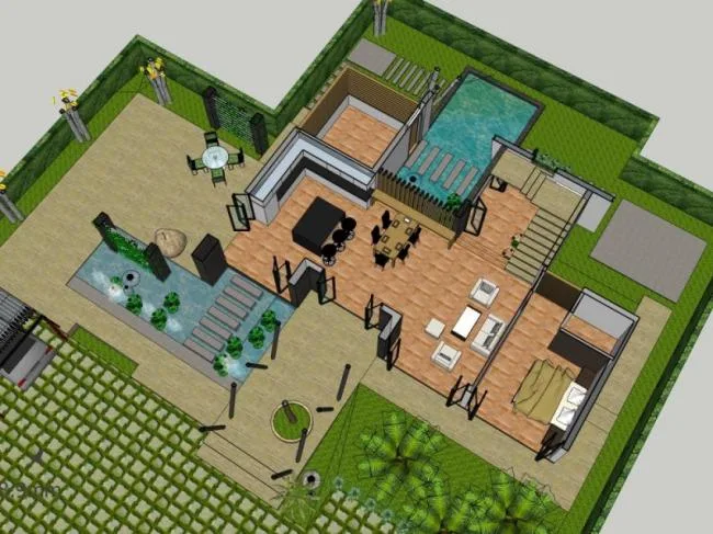 Sketchup Villa Model | Solo Villa, Modern Style