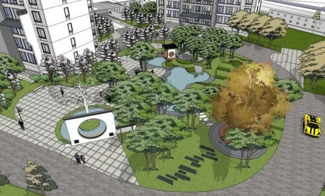Sketchup Landscape Model | Residential Landscape, Residential Area Landscape, Modern Chinese Style