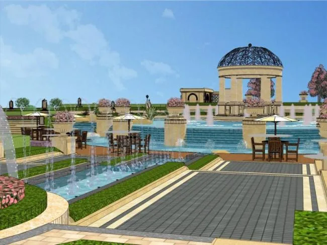 SketchUp Residential Landscape Model in Classical Style