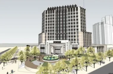 Modern High-Rise Office with Ground-Level Commercial Space in SketchUp-BIM WORLD