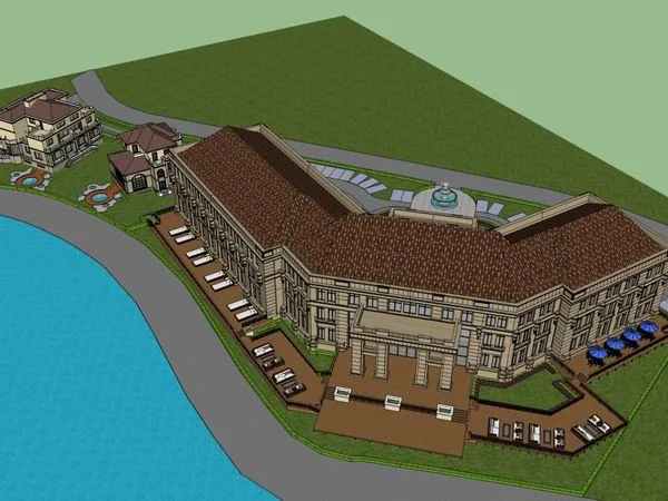 Sketchup Hotel Model | Multi story Resort Hotel, Classical Style, Clubhouse