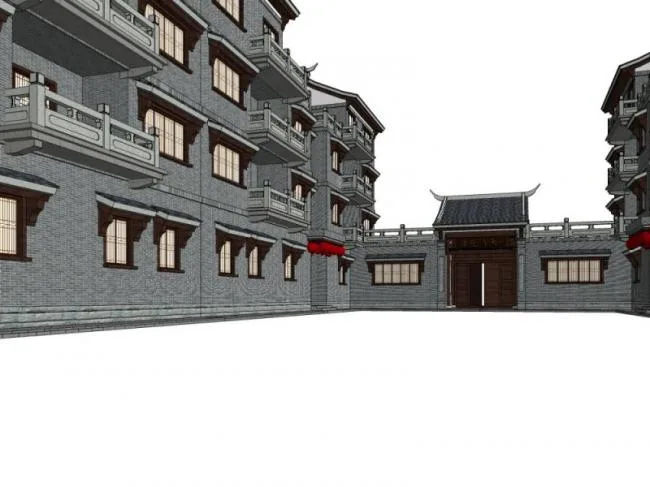 Sketchup Residential Model | Multi story Residence, Row House, Chinese Style