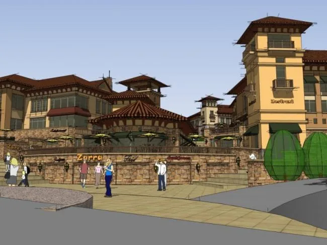 Sketchup Business Model | Multi story Commercial Street, Spanish Style