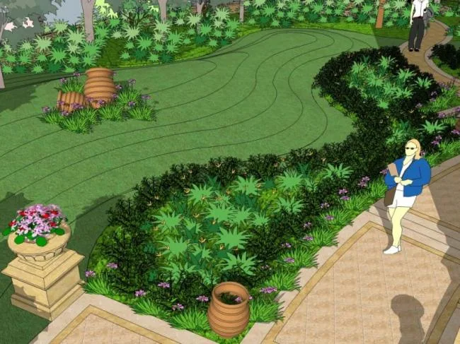 Sketchup Landscape Model | Commercial Landscape, Classical Style
