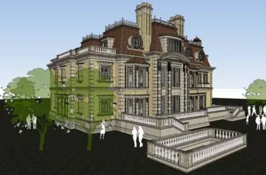 Classical Single-Family Villa Model in SketchUp-BIM WORLD