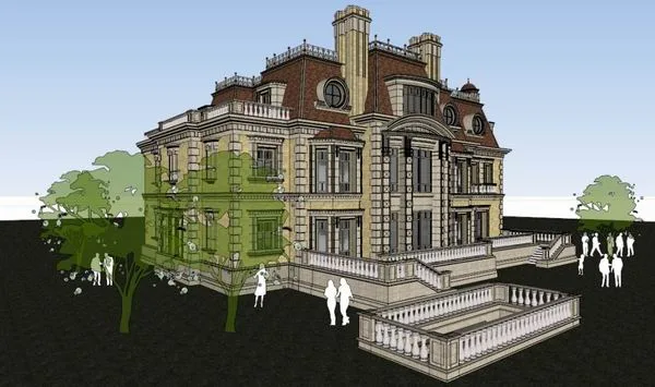 Classical Single-Family Villa Model in SketchUp
