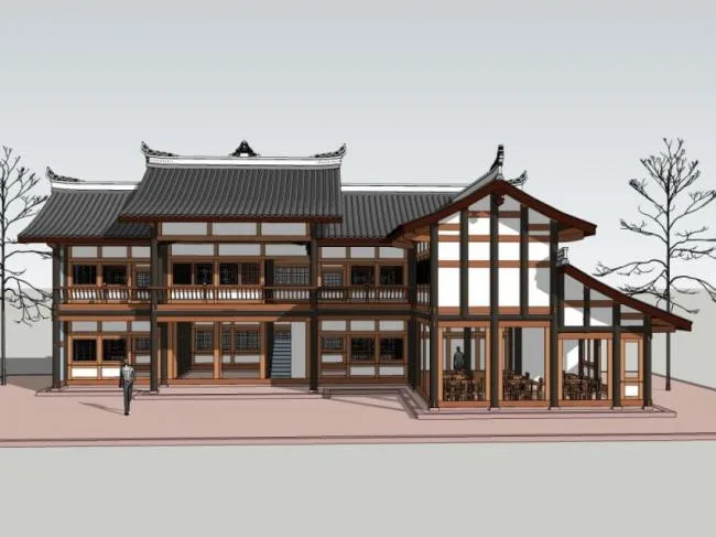 Sketchup Residential Model | Small Wooden House, Chinese Style