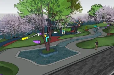 Modern Waterfront Landscape Design | SketchUp Model Showcase-BIM WORLD