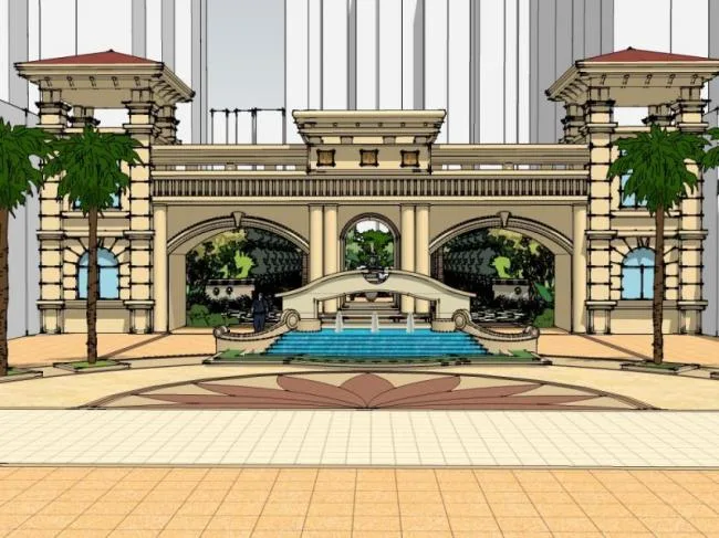 Sketchup Landscape Model | Waterfront Landscape, Classical Style