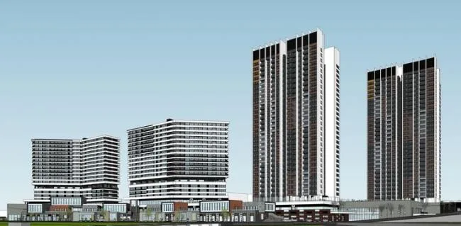 Sketchup Complex Model | Commercial complex, high-rise residential, office, ground floor commercial, modern style, commercial podium