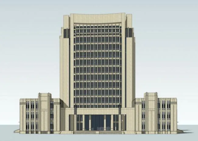 Sketchup Office Model | High rise Administrative Office Building, Neoclassical Style