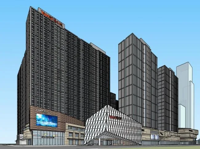 Sketchup Complex Model | High rise commercial complex, hotel office, commercial podium, modern style