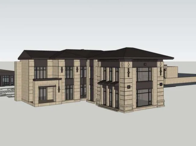 Sketchup Business Model | Multi-story Commercial Club, Classical Style