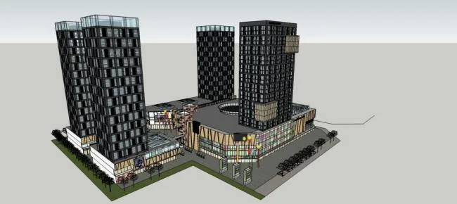 Sketchup Complex Model | Multi story High rise Complex, Office, Residential, Commercial, Modern Style