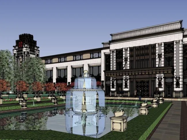 Sketchup Business Model | Clubhouse, Mediterranean style, commercial, entertainment and leisure facilities