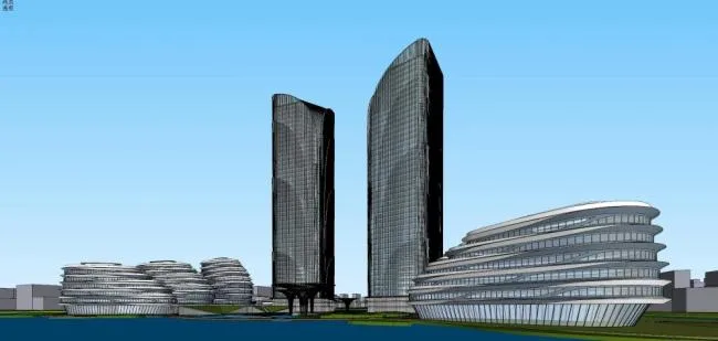 Sketchup Complex Model | Super high-rise commercial complex, office building, modern style
