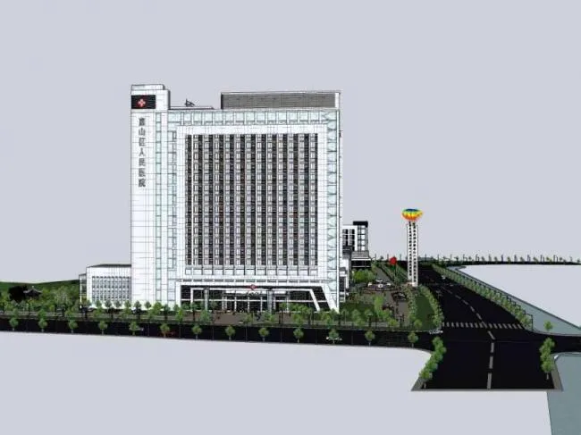 Sketchup Hospital Model | Multi story High rise Hybrid Huishan District People's Hospital, Medical Building, Modern Style