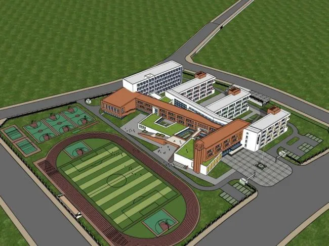 Sketchup School Model | Multi story Primary School Campus, School Teaching Building, Educational Architecture, Modern Style
