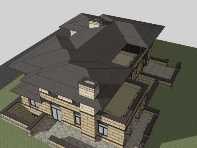 Sketchup Villa Model | Single Family Villa, Classical Style