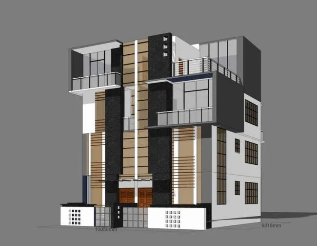 Modern Double-Split Rural Villa Model in SketchUp for Self-Built Homes