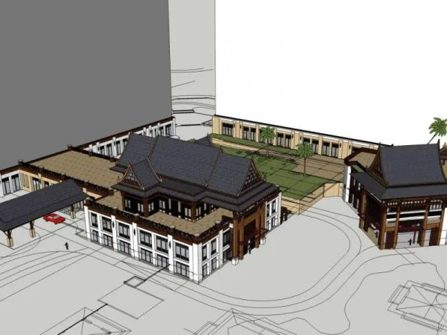 Sketchup Hotel Model | Multi story Resort Hotel, Chinese Style