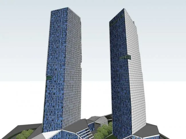 Sketchup Complex Model | Super High rise Commercial Complex, Modern Style