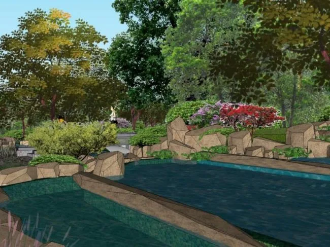 Sketchup Landscape Model | Residential Community Landscape, Modern Style