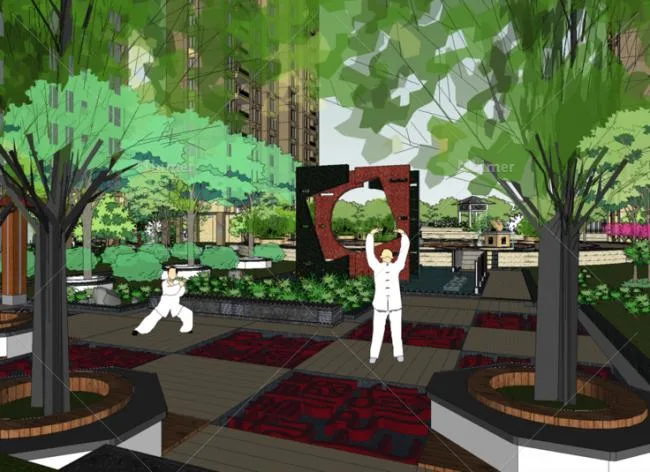 Sketchup Residential Model | High rise residential communities, landscape gardens, residential buildings, modern style