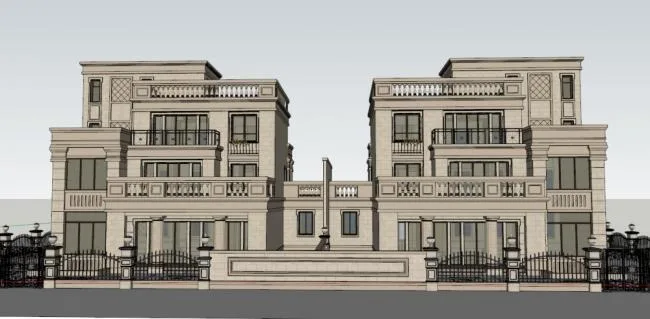 Sketchup Villa Model | Multi story detached villa, modern style