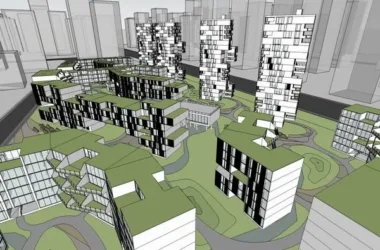 SketchUp Complex Model: Multi-Story High-Rise Office, Hotel, and Commercial Building in Modern Style-BIM WORLD