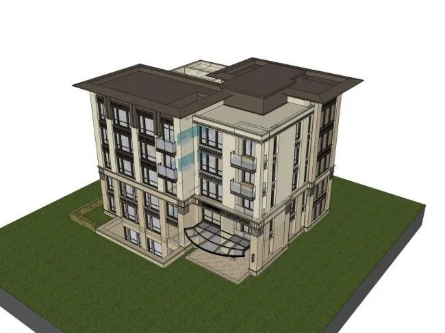 Sketchup Residential Model | Multi story Apartment Residence, Modern Style