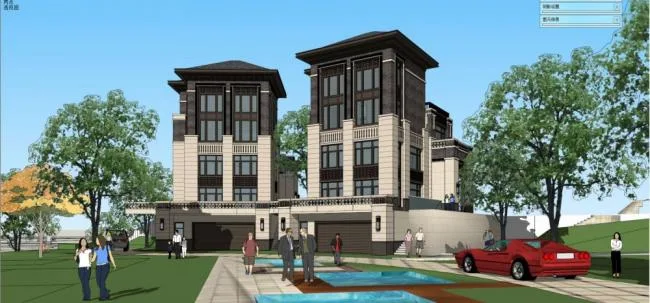 Sketchup Villa Model | Solo Villa, Residential Building, Multi story, New Chinese Style