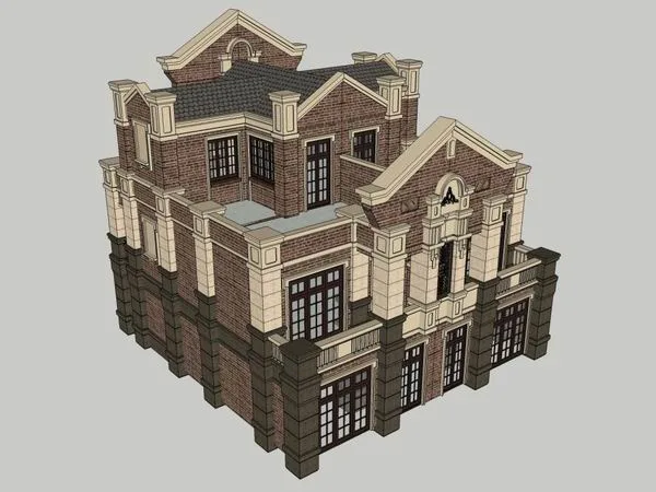 Sketchup Villa Model | Single Family Villa, Classical Style