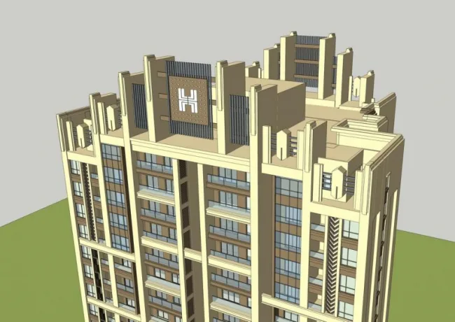 Sketchup Residential Model | Super high-rise residential building, artdeco style classical style, residential architecture