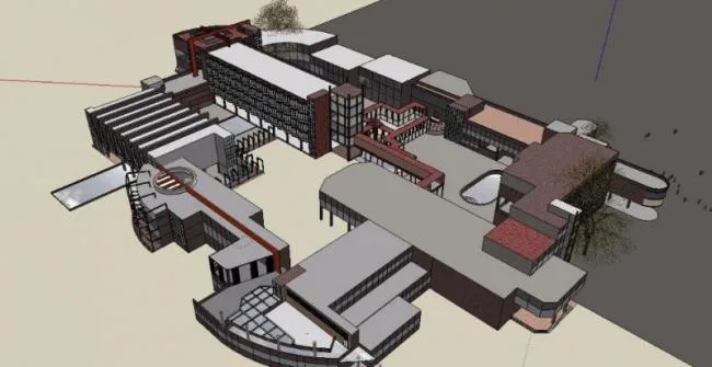 Sketchup Cultural Model | Multi story Activity Center, Cultural Architecture, Modern Style