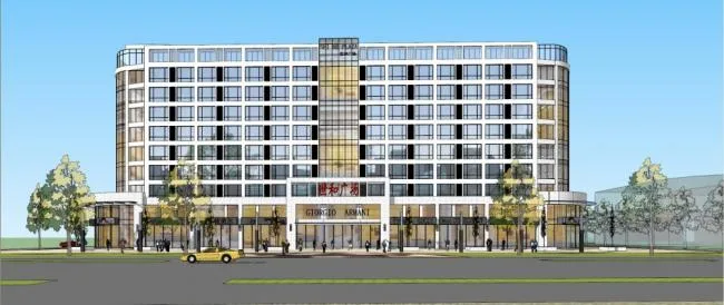 Sketchup Business Model | Multi story apartment residences, street side businesses, modern style