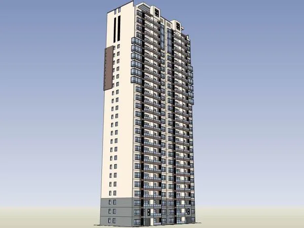 Sketchup Residential Model | High rise residential building, classical style, 27 floors