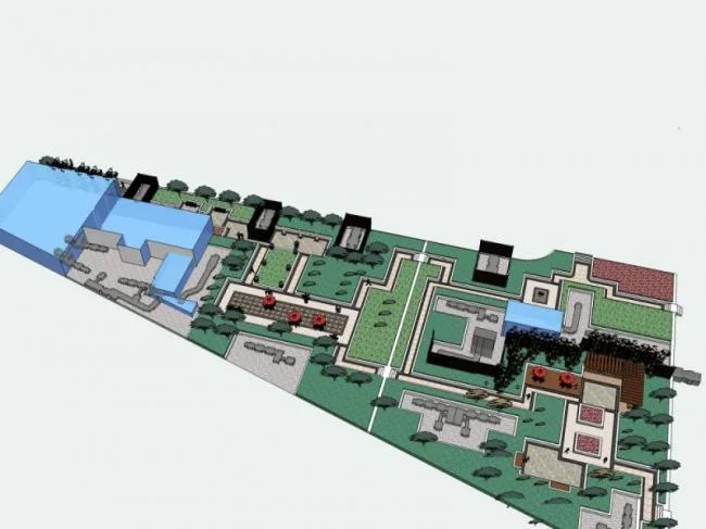Sketchup Landscape Model | Roof Garden Landscape, Modern Style