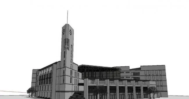 Sketchup Cultural Model | Multi story University Library, Cultural Architecture, Modern Style