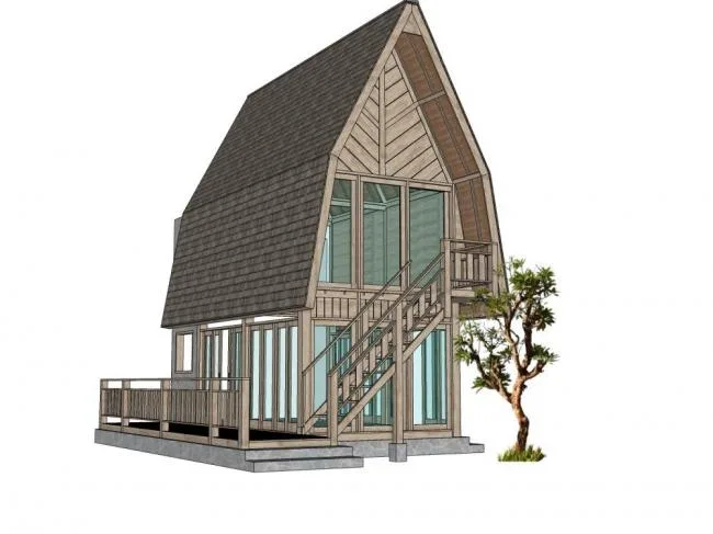 Sketchup Residential Model | Wooden House Residence, Modern Style