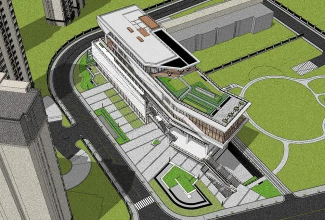 Sketchup Cultural Model | Multi story Community Activity Center, Modern Style, Cultural Architecture