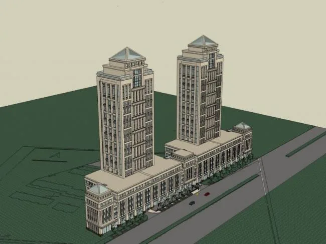 Sketchup Complex Model | Multi story Urban Complex, Residential, Commercial, Classical Style