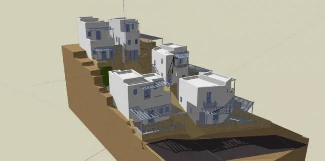 Sketchup Residential Model | Multi story Sloping Residential Area, Mediterranean Style