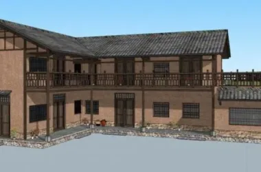 SketchUp Hotel Model: Chinese-Style Homestay Design-BIM WORLD