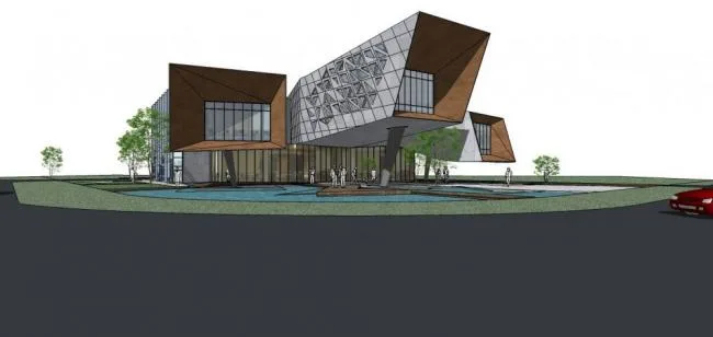Sketchup Cultural Model | Multi story Exhibition Hall, Modern Style, Cultural Architecture