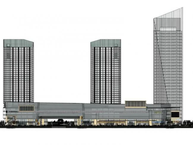 SketchUp Complex Model: Multi-Story Commercial, Office, and Modern Residential Building