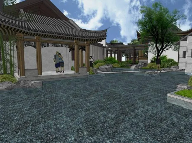 Sketchup Landscape Model | Courtyard Landscape, Chinese Style