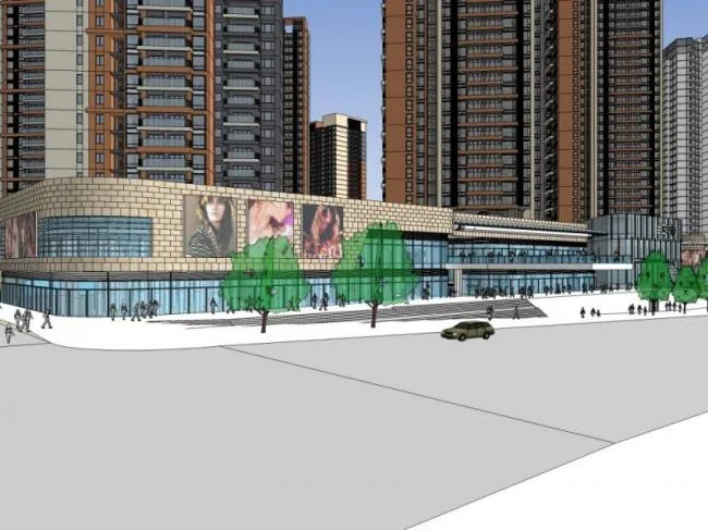 Sketchup Complex Model | Multi story Commercial Complex, Modern Style
