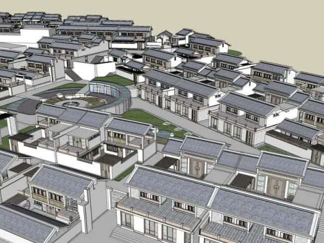 Sketchup Villa Model | Villa Residential Complex, Chinese Style